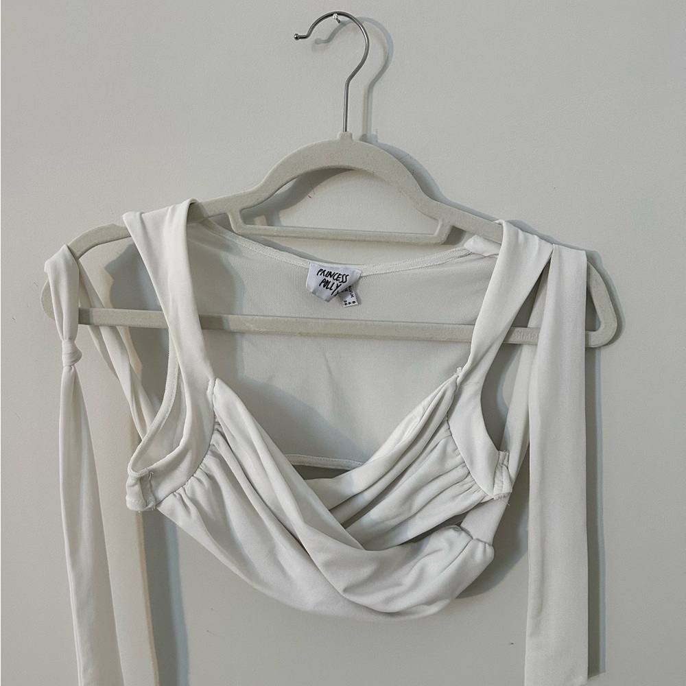 Princess Polly White Wrap Crop Top